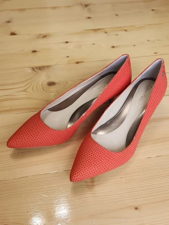 Calvin Klein Nicki Orange Kitten Heels 7 - Picture 13 of 16